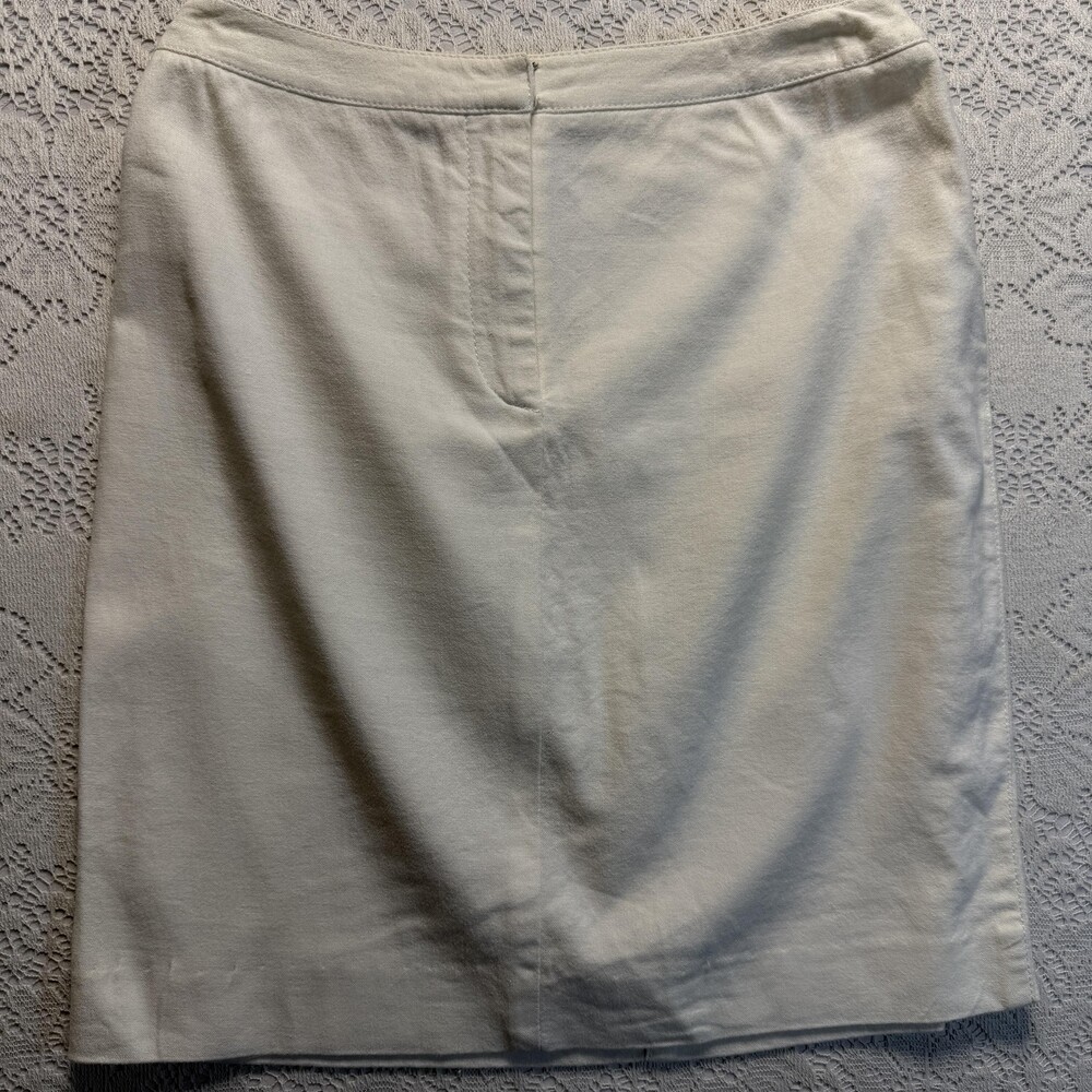Anne Klein Skirt Womens 0 White Cotton Linen Twill Pencil Short Length